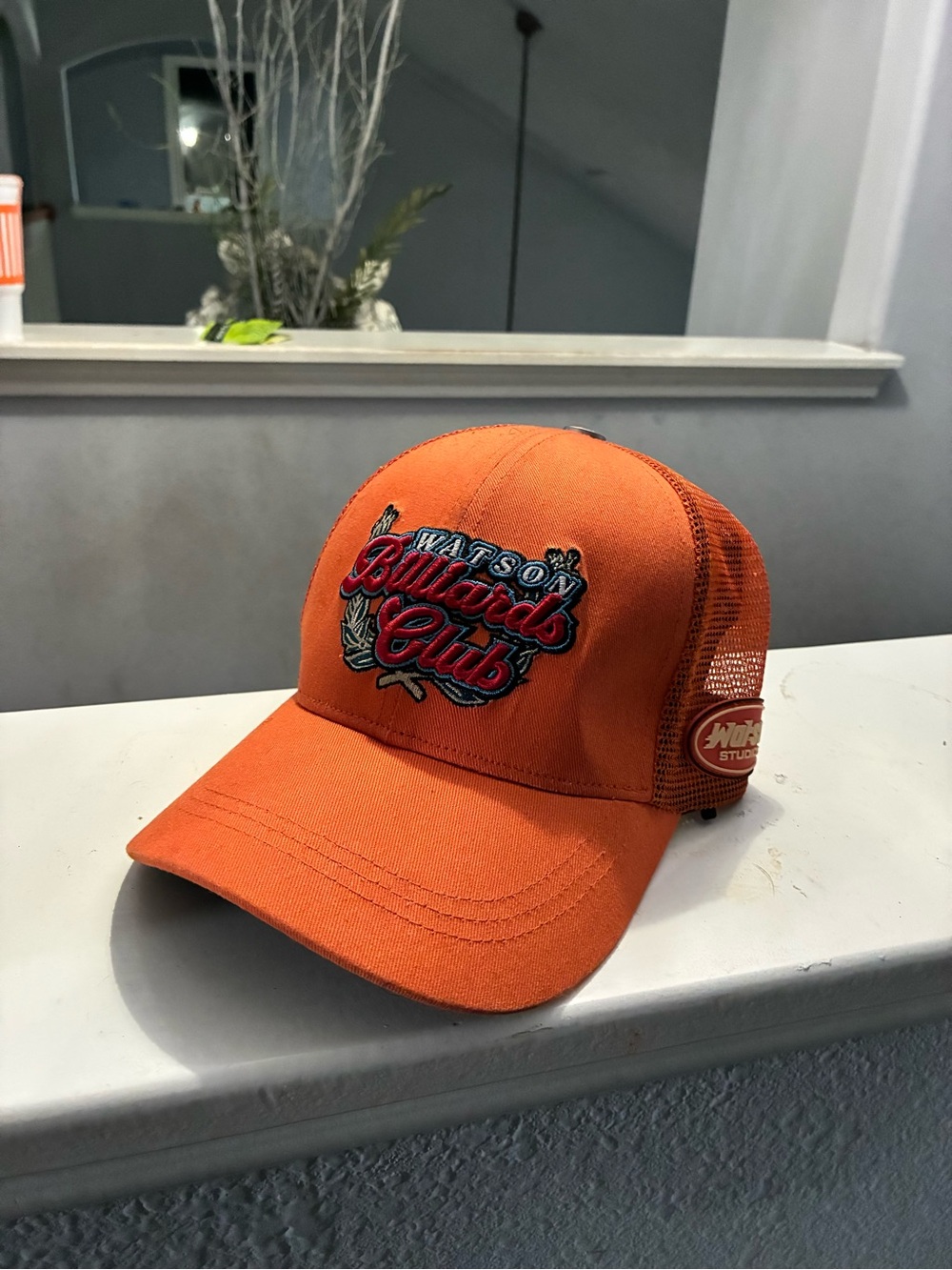 Watson Billiards Club Orange Trucker Hat